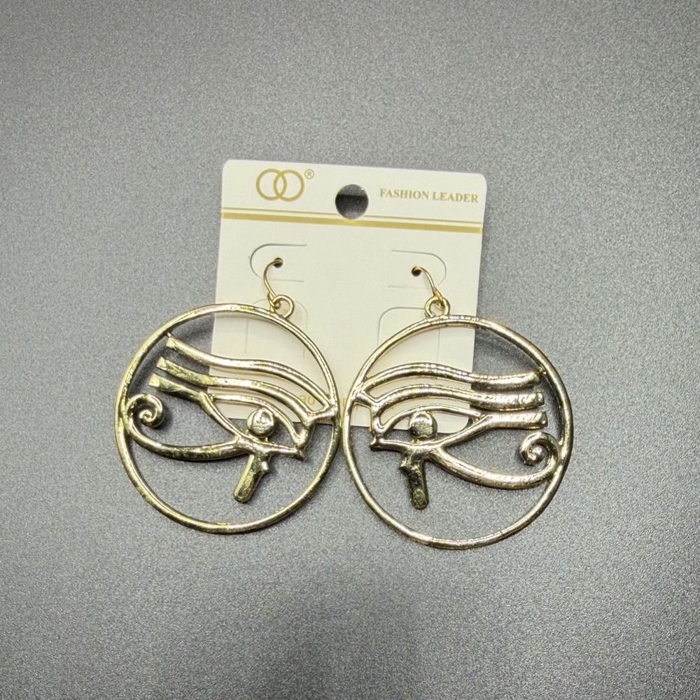 Gold Eye of Horus Earrings